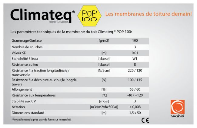 Кровельная пленка WA-BIS Climateq POP 100 характеристики